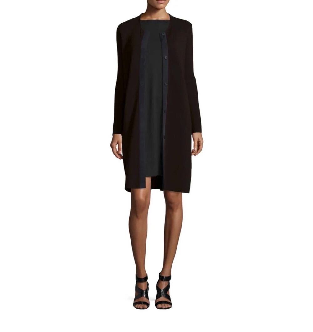 Eileen Fisher Signature Washable Wool Interlock Snap Button Jacket Coffee Sz M
